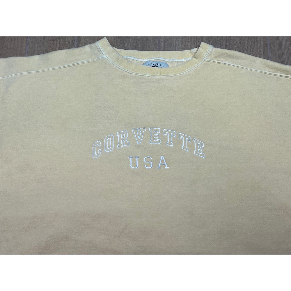 Authentic Pigment Corvette USA Crewneck Sweatshirt Yellow 2XL Pigment Dyed - Picture 10 of 11